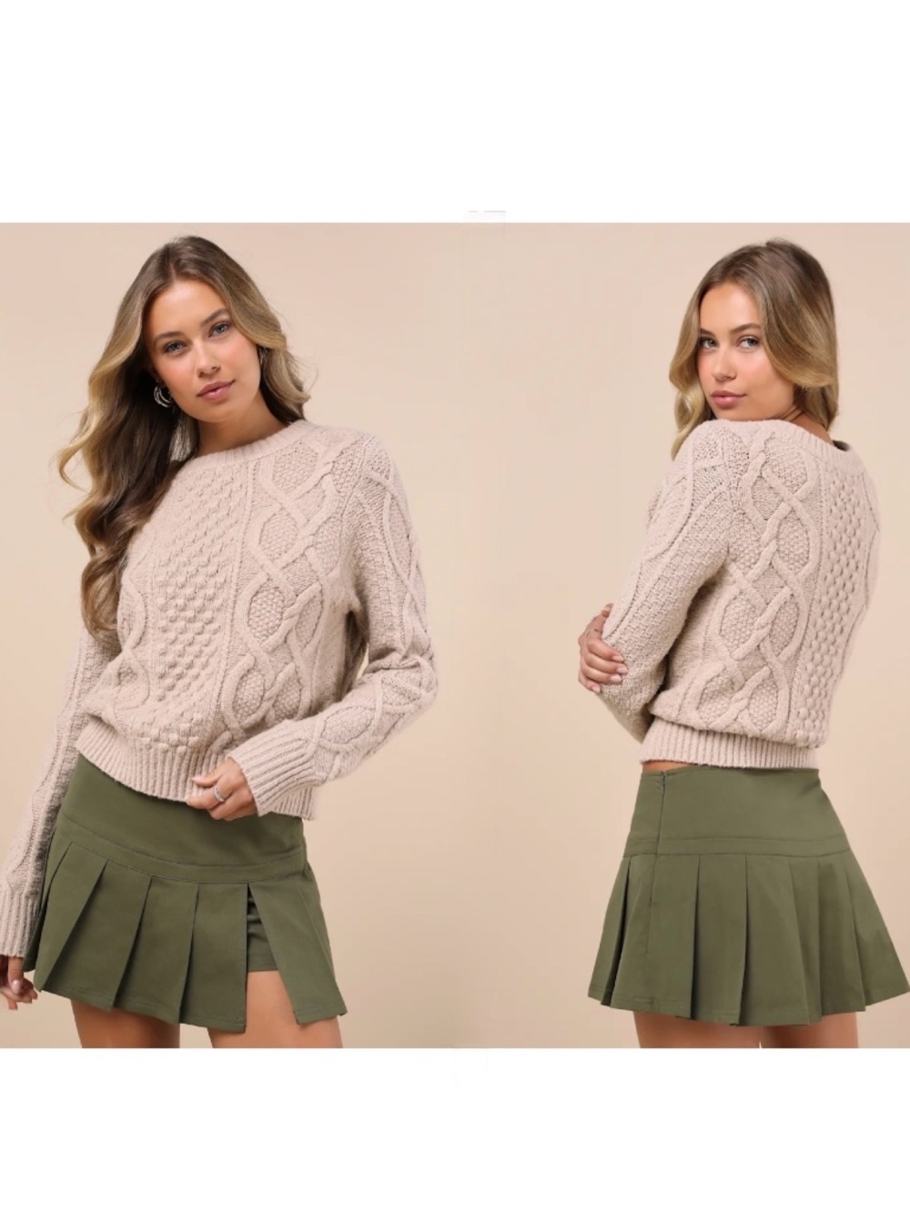 Lulus Confident Trend Olive Green Pleated Low-Rise Micro Mini Skort S